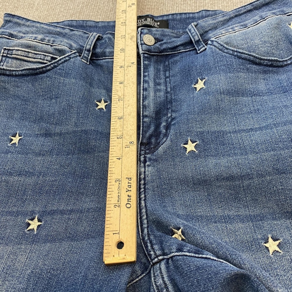 Judy Blue Skinny Jeans Womens 16W Blue Med Wash High Rise Stars Fringe JB80264 - Picture 8 of 12